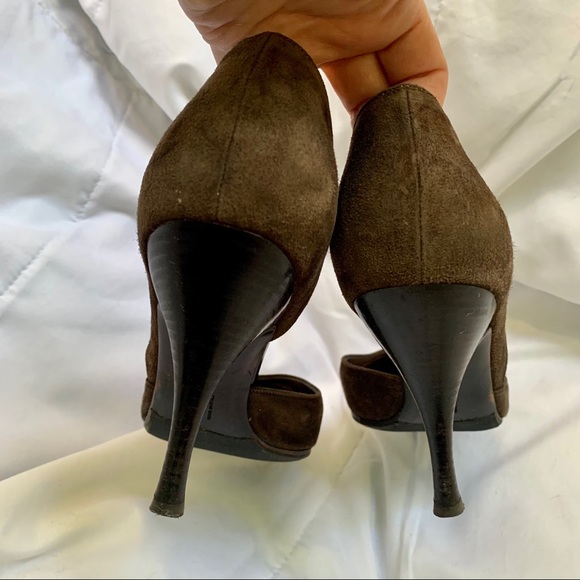 Ferragamo brown suede heels, approx 3 1/2 inches - Picture 2 of 9